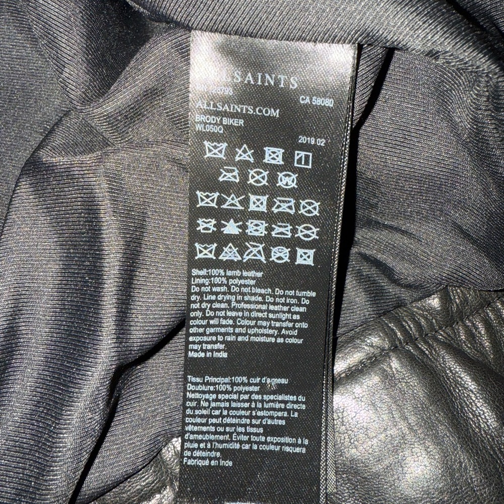 AllSaints Black Leather Biker Jacket - Picture 8 of 8